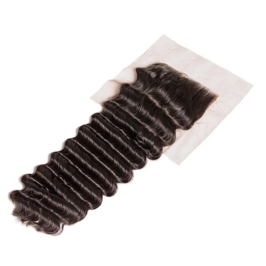 Stema, бразильские волосы на шнуровке, 4x4, глубокая волна, с детскими волосами, человеческие волосы remy для наращивания, натуральный цвет