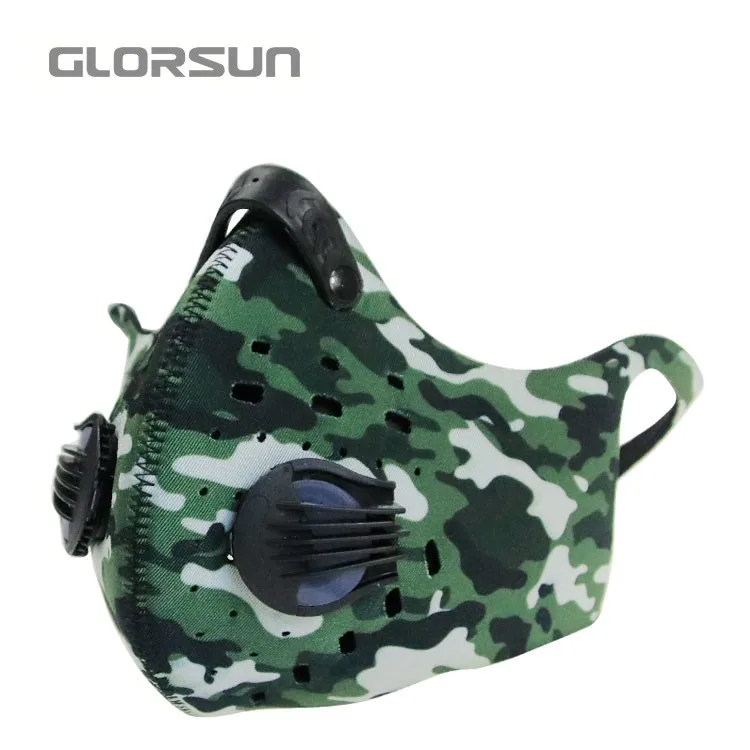 

GLORSUN PM2.5 Filter Two Exhale Valves Ski Cycling Half Face Mask Cover Windproof Anti-Pollution Bicycle Bike Mask Face Shield
