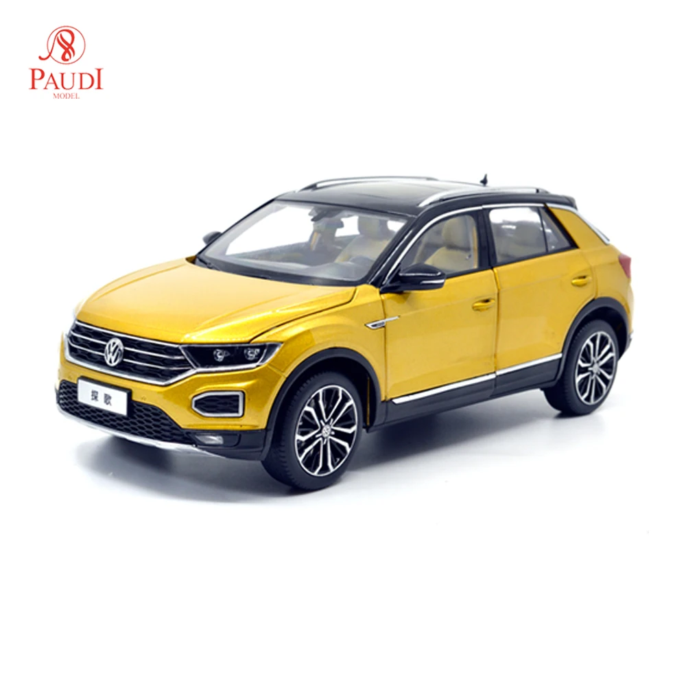 Модель Paudi 1/18 1:18 Масштаб VW Volkswagen T Roc Ограниченная серия Золотой Черный Топ литая под давлением модель автомобиля игрушка модель автомобиля открываются двери