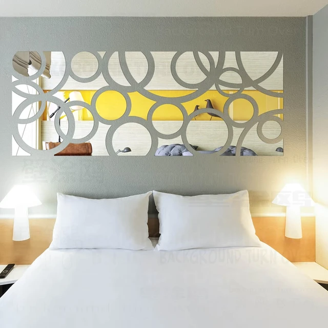 Moda fai da te creativo anello cerchio tv sfondo 3d specchio adesivo murale decorativo decorazione camera da letto salone di capelli decor poster r128 ... Decorazioni camera fai da te