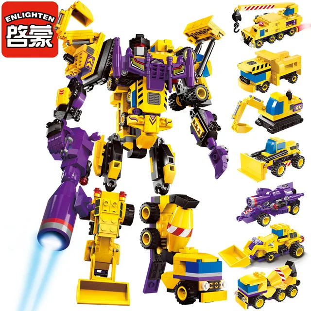 

599Pcs ENLIGHTEN 1401 7 in 1 The Creator God Robot Figure Blocks Compatible Legoe Construction Building Toys For Children