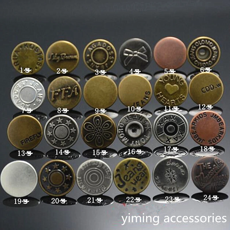 10sets/lot 17mm bronze fashion metal brass jeans button shank button
