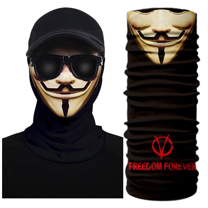 

New Come 1 pcs 3D Seamless Scarf Outdoor Sports Riding Fishing Face Mask Balaclava Polyester Breathable Headscarf Skull Print