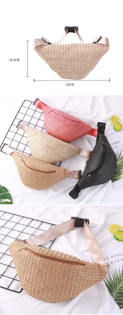 Belt Bag Wicker Fanny Pack Fashion Straw Waist Pack Women Belt Bag - Main Image