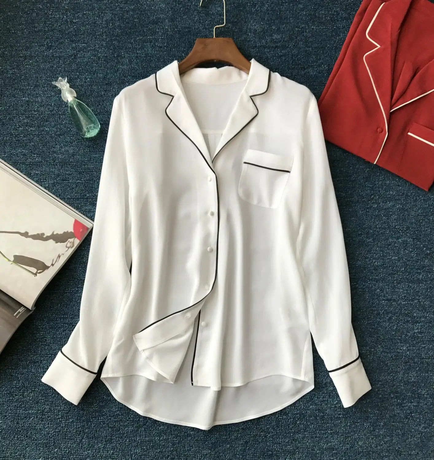 

Women Shirt 2019 Summer New Style Bied Pajama Style Two-Color Shirt