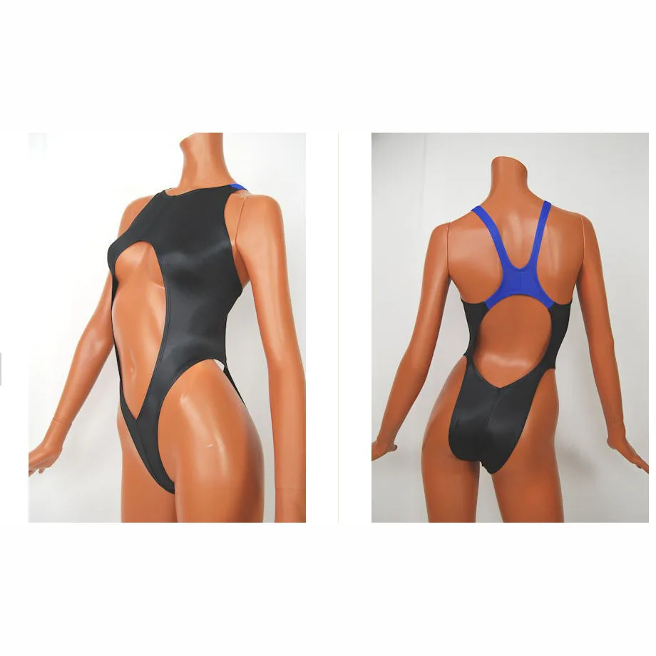 green bodysuit Hollow Out Contrast Color Thong Sexy Narrow Crotch Bodysuit Women Bikini Swimsuit Mercerized Lycra Package Hip Swimwear Skumizu mesh bodysuit Bodysuits