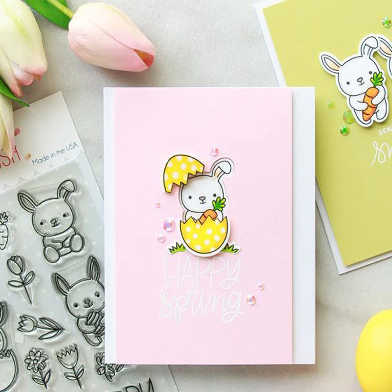 

Spring Rabbit Clear Silicone Stamp DIY Scrapbooking Card Album Making Background Craft Handmade Decoration Template