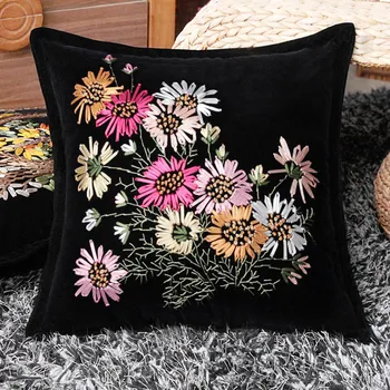 

DIY Ribbon Flowers Embroidery Cushion for Beginner Cross Stitch Kits Needlework Pillow Case Swing Handmade Craft Home Decor