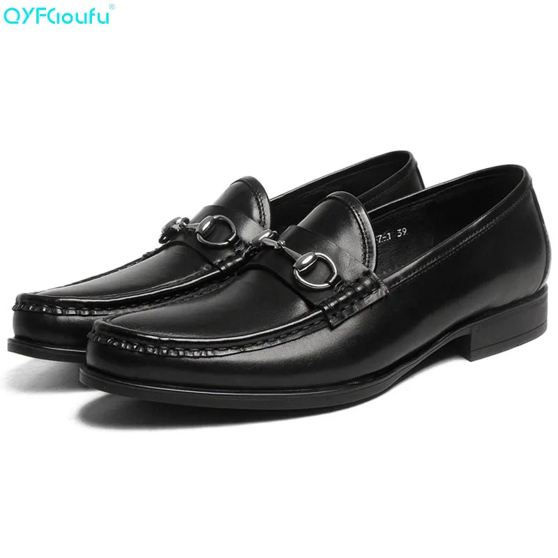 

QYFCIOUFU Fashion Design Genuine Leather Oxford Shoes For Men Dress Shoes Formal Round Toe Slip-on Business Wedding Casual Shoes
