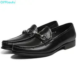 QYFCIOUFU/модные дизайнерские туфли-оксфорды из натуральной кожи для мужчин, туфли в деловом стиле, с круглым носком, без шнуровки, деловая