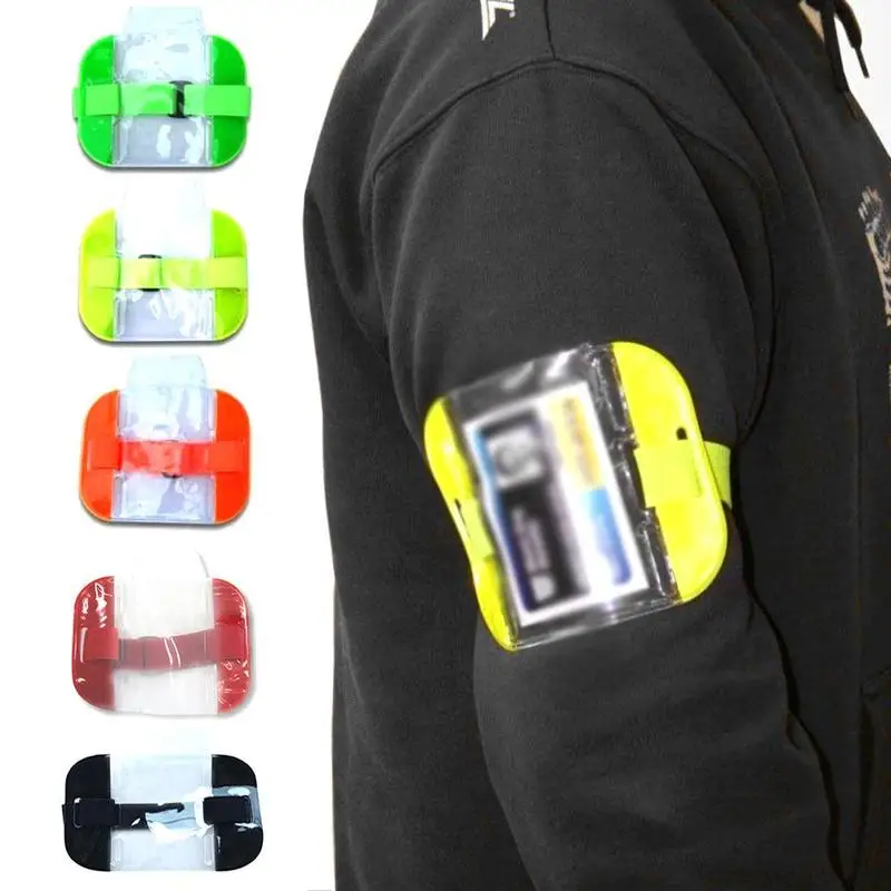 

New Adjustable Elastic Strap Card Holder Hot Elastic Arm Band ID Badge Holder Photo Armband Credit Card Case PVC ID pouch