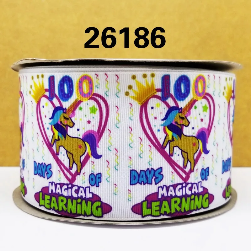 50 ярдов в размер единорог лента напечатанная grosgrain лента 26206 - Цвет: 26186