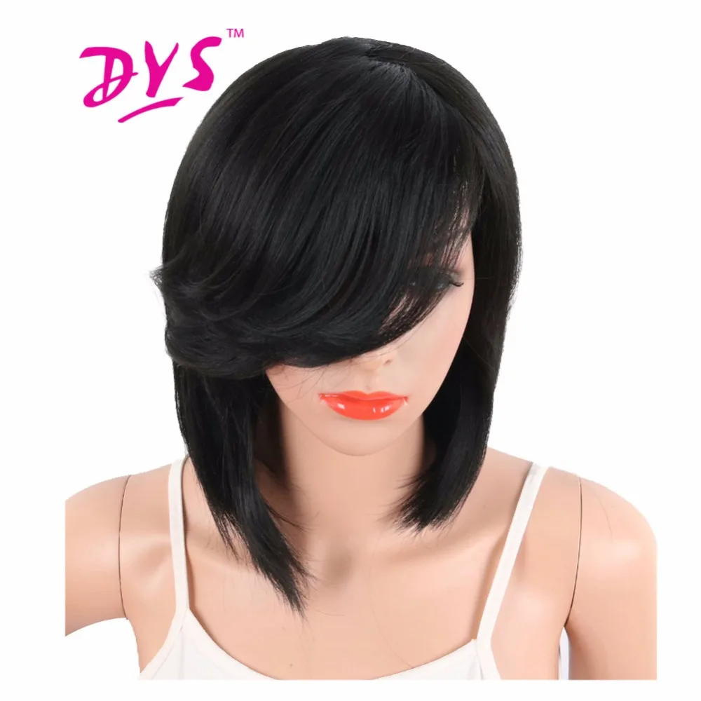 Deyngs Short Straight Synthetic Side Parting Bob Wigs With 