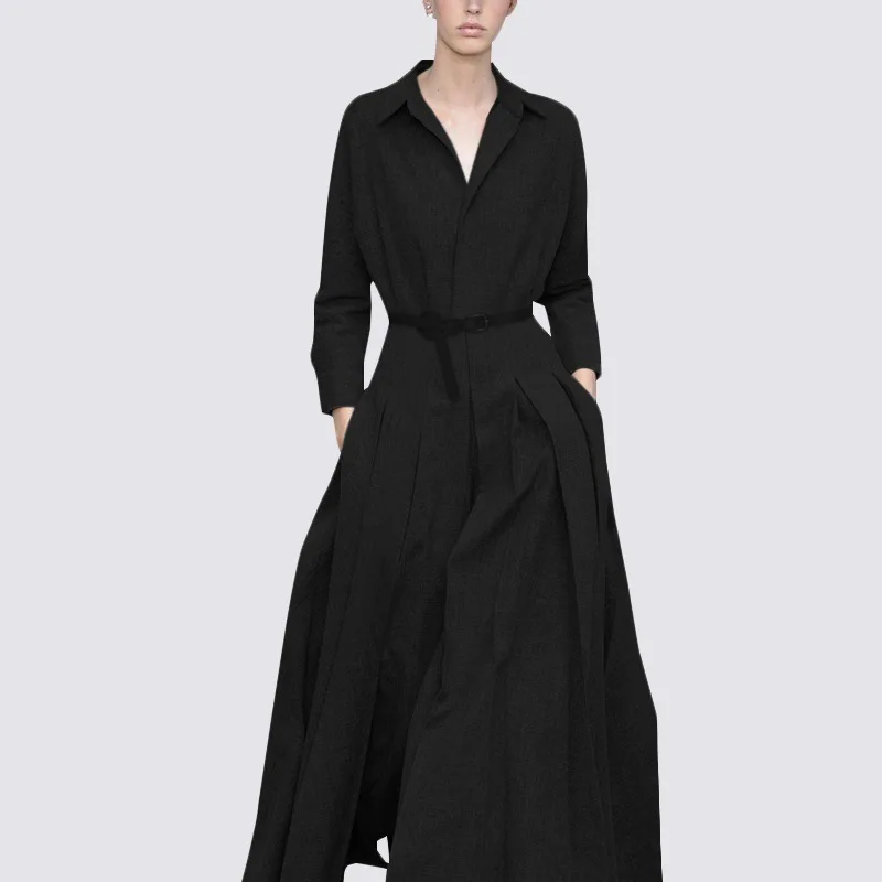 

[EWQ] 2019 Autumn New Trend Clothing Turn-down Collar Long Sleeve Lapel Loose Fashion Shirt Dress Casual Women Dresses QJ59601S