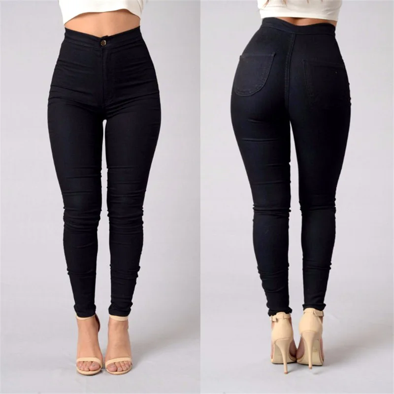 CHSDCSI Высокая Талия Джинсы Брюки Для женщин узкие брюки стретч Повседневное выглядят джинсовые обтягивающие джинсы классические джинсовые брюки-карандаш, узкие джинсы