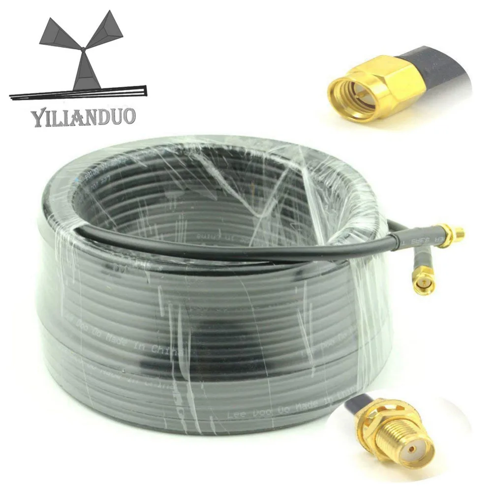 

YILIANDUO WiFi Antenna Cable 15-Meter(49.2 Ft) SMA Male to SMA Female 50 Ohm RG58 Coaxial Wireless Feeder Pigtail for Huawei