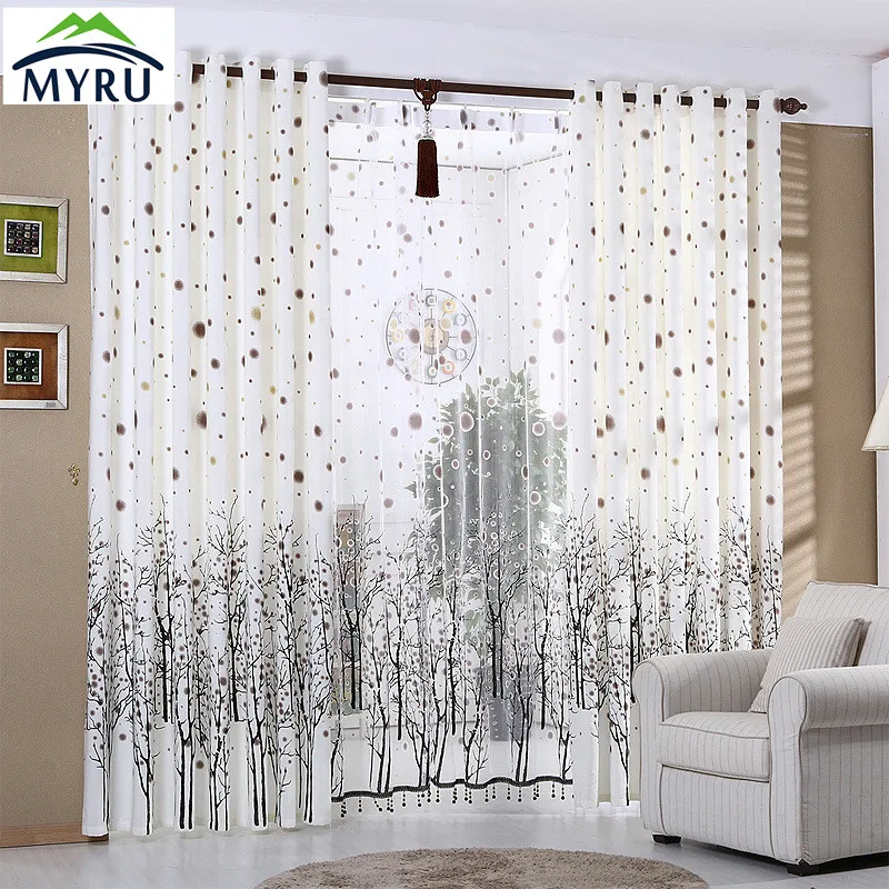 MYRU Snow tree curtains semi shade cloth curtains decorative voile