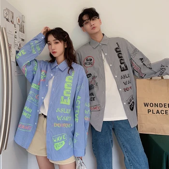 

Autumn New Casual Shirt Men Fashion Letter Printing Casual Shirt Man Streetwear Wild Loose Long-sleeved Shirt Male Clothes