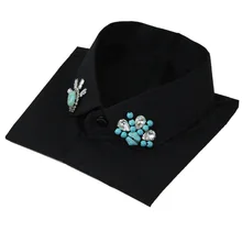 

2018 New Fashion Shirt Fake Collar For Women Tie Turquoise Sewing Detachable Collar Lapel Blouse Top Women Clothes Accessories