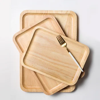 

Wooden Plate Serving Tray Large Coffee Tea Tray Cake Dessert Serving Plate Dishes Wood Tray Kitchen Wooden Utensils Tableware