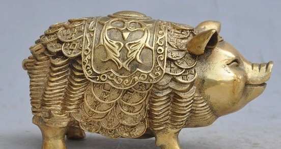 free-shipping-155cmm-6-japanese-bronze-copper-wealth-money-lucky-auspicious-pigs-animal-beast-statue