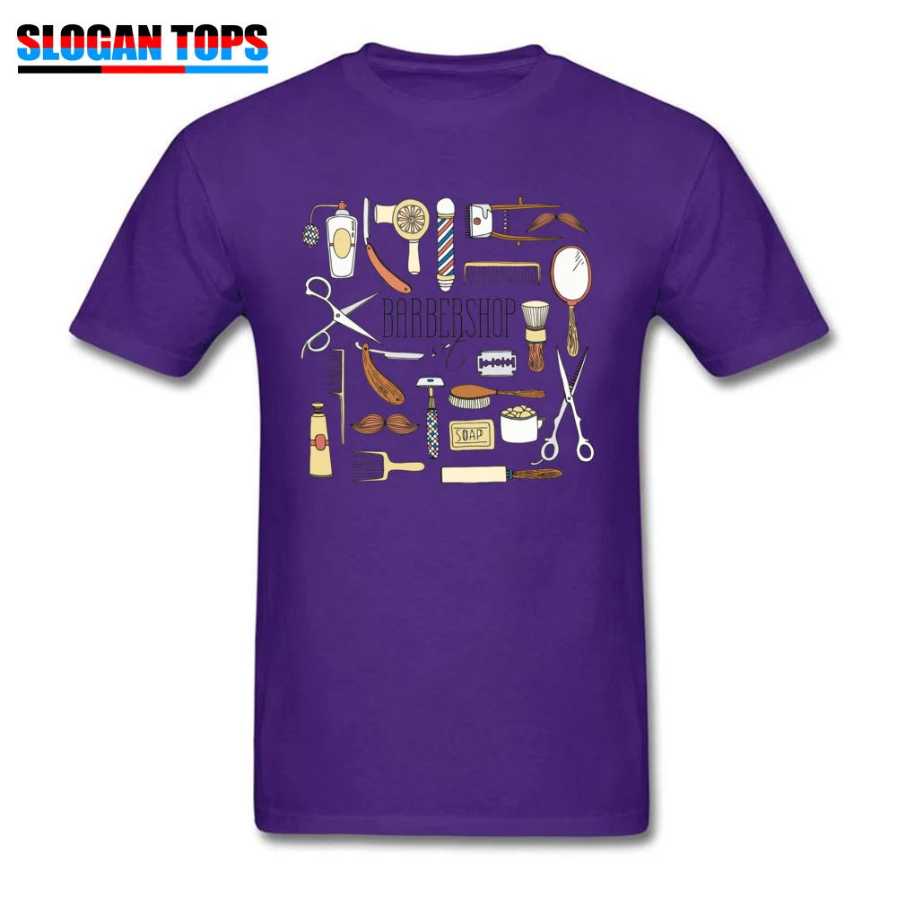Mens 2018 New Printed Tees Crewneck NEW YEAR DAY Pure Cotton Tshirts Party Short Sleeve barbershop appliances Tees barbershop appliances purple