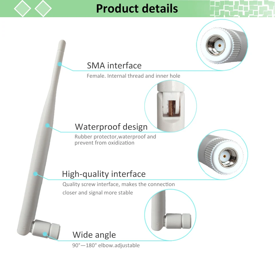 2,4 ГГц WiFi антенна 5dBi антенна RP-SMA Штекерный разъем 2,4 ГГц антенна Wi-Fi маршрутизатор+ 21 см PCI U. FL IPX к SMA штыревой кабель