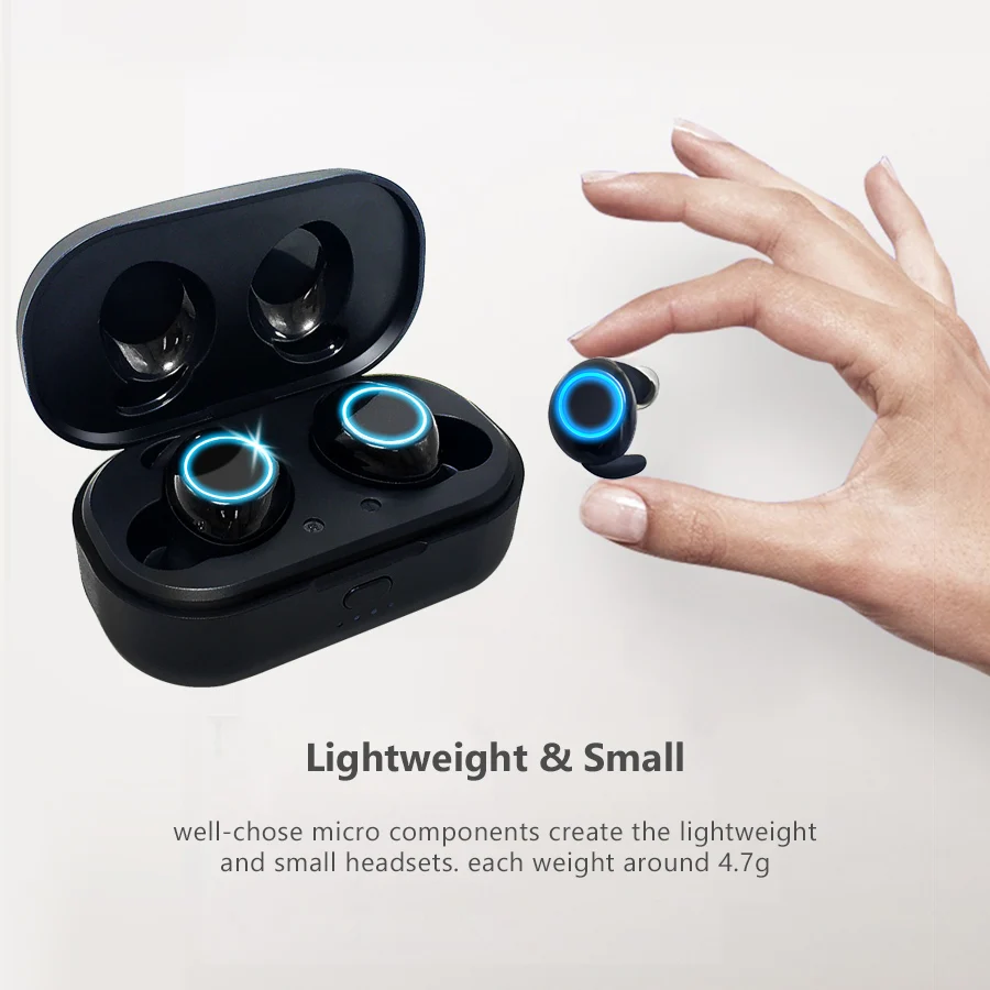 

Bluetooth 5.0 TWS Earphones True Wireless Twins Earbuds Sports Earpieces Cordless Mini Headsets with Charging Box