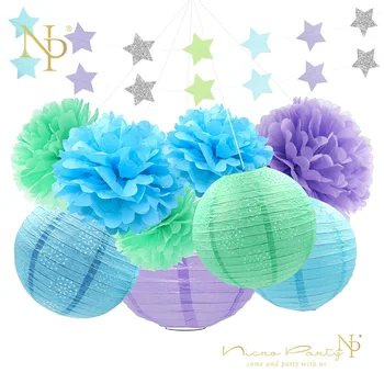 

Nicro 9Pcs/set Mermaid Pom Pom Flowers Paper Lantern for Wedding & Engagement Birthday Party Valentine's Day Party Decaration
