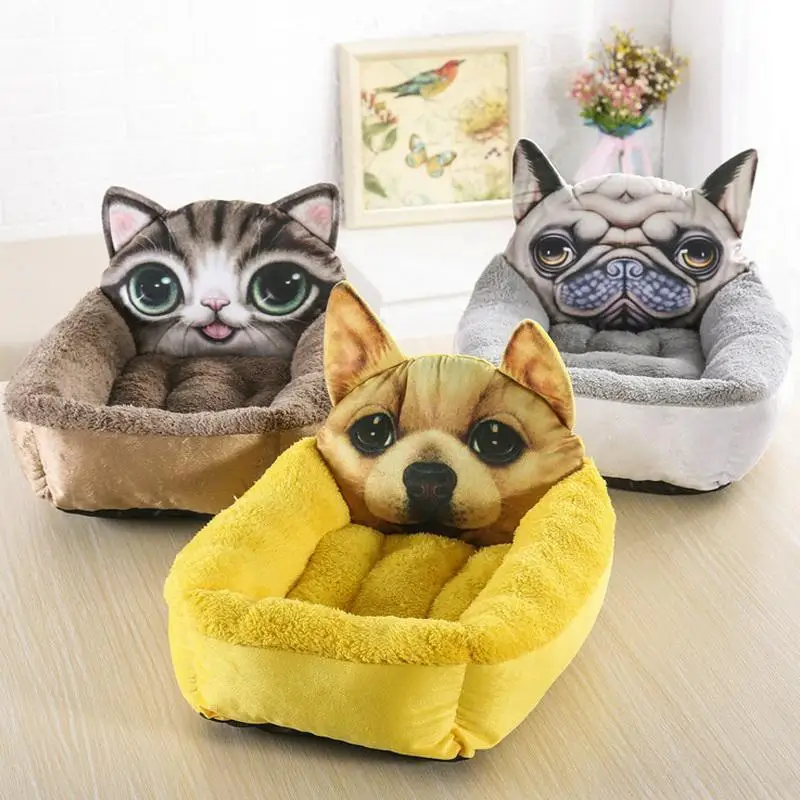 3D реалистичный рисунок кровать для питомца кошки зимняя теплая мягкая удобная