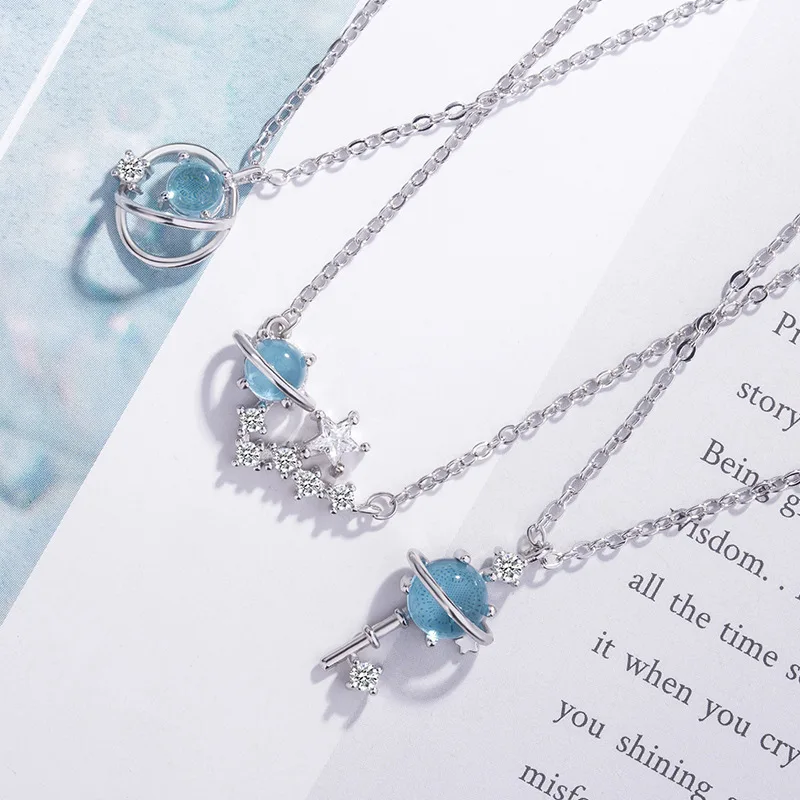 KingDeng Новый Ожерелье Boho Медные Женские Цепные Ожерелья Романтическая Голубая