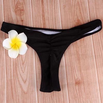 Сексуальные женские купальные стринги с бантом и вырезами, бикини, купальный костюм, новинка, женские сексуальные Гавайские бразильские плавки - Цвет: Черный