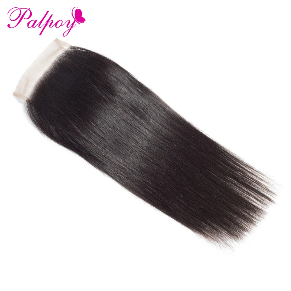 

PALPOY Brazilian Straight 4*4 Lace Closure Free/Middle/Three Part Natural Color Non Remy Human Hair Straight Closure 8-20 Inch