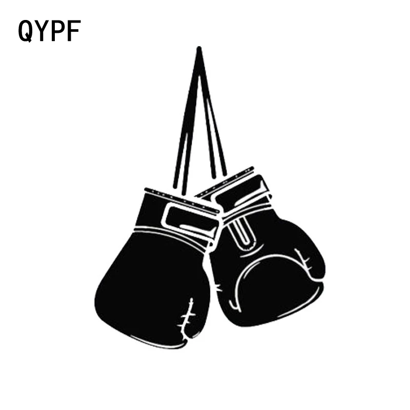 QYPF 10,2 см* 14,5 см автомобильный стиль боксерские перчатки забавные виниловые наклейки для автомобиля Черный Серебряный S2-0596