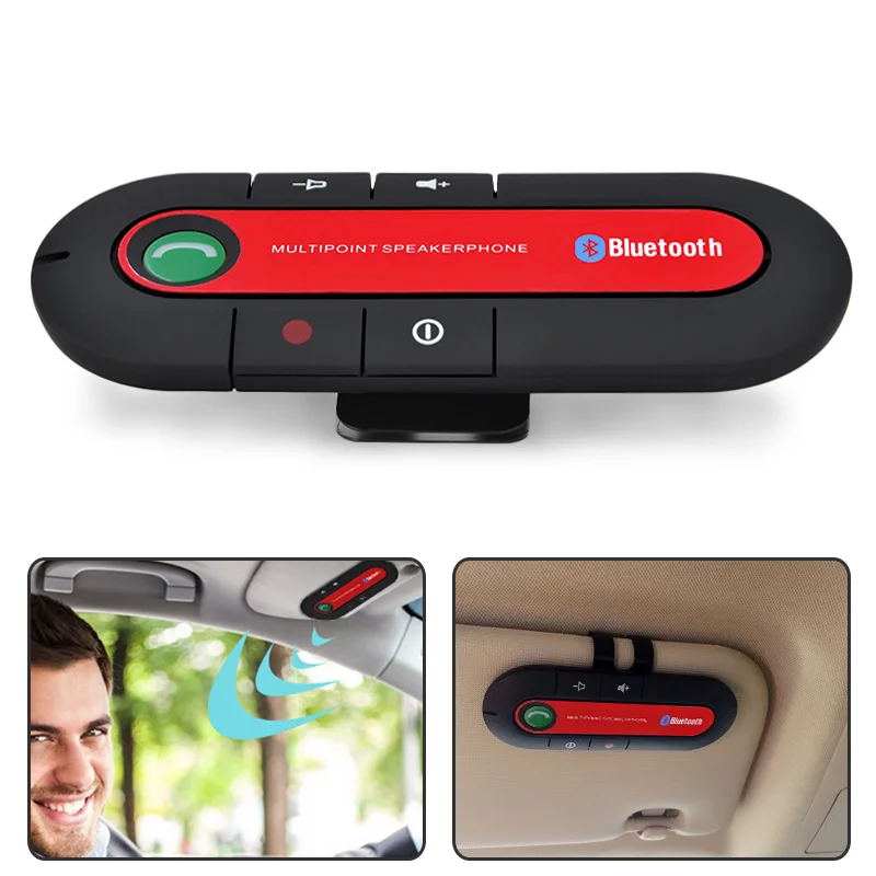 

Bluetooth Handsfree Car Kit Wireless Bluetooth Speaker Phone MP3 Music Player Sun Visor Clip Speakerphone For Moble Phone