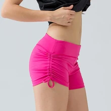 U спортивные шорты женские популярные шорты женские тянущиеся веревки вдоль размера шва шорты для йоги широкая талия для тренировок фитнес низ черная Роза