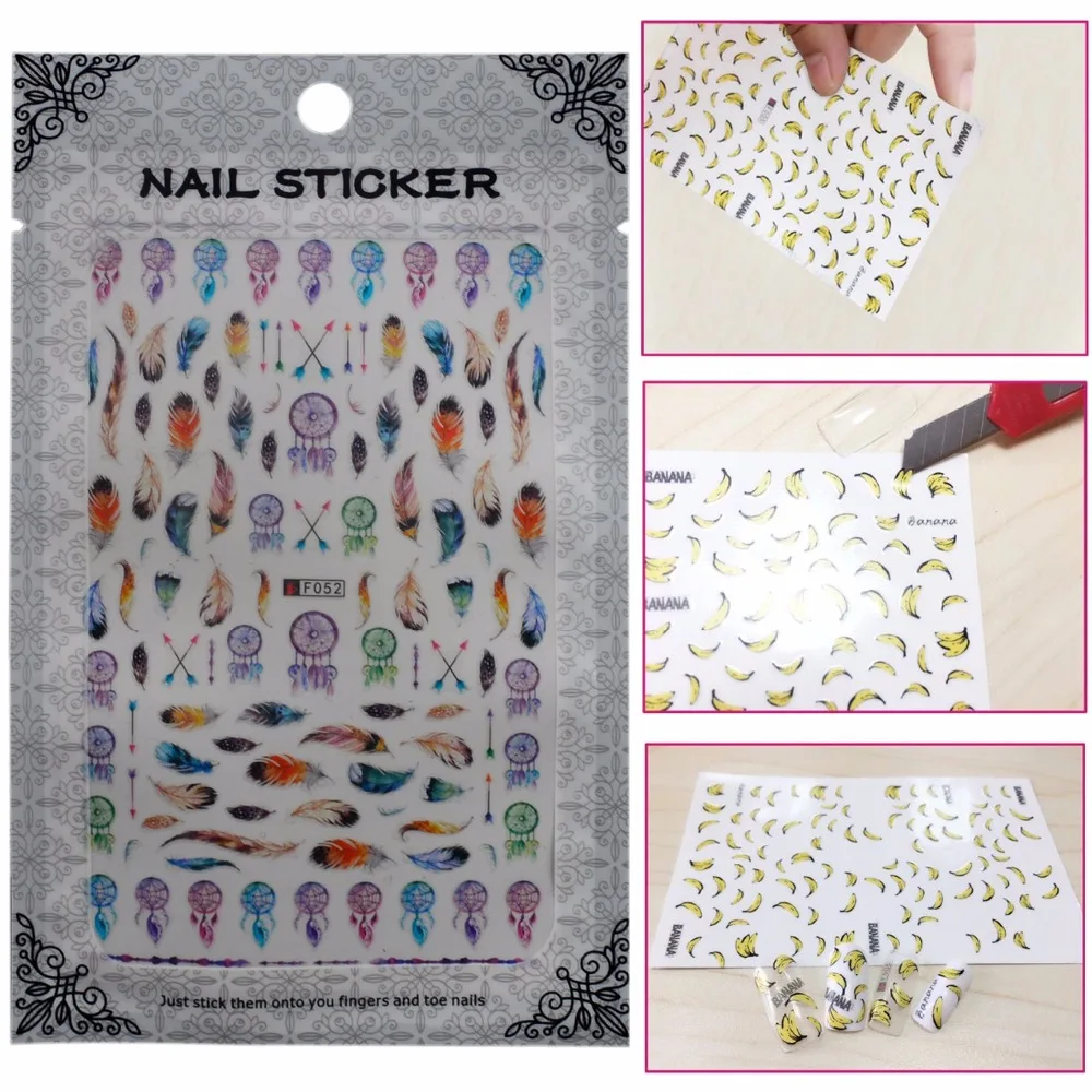 

WUF 1PC Ultrathin 3D Flower Feather Animal Mixed Nail Design Nails Nail Art Tips Stickers Decals Decoration Beauty Makeup Tools