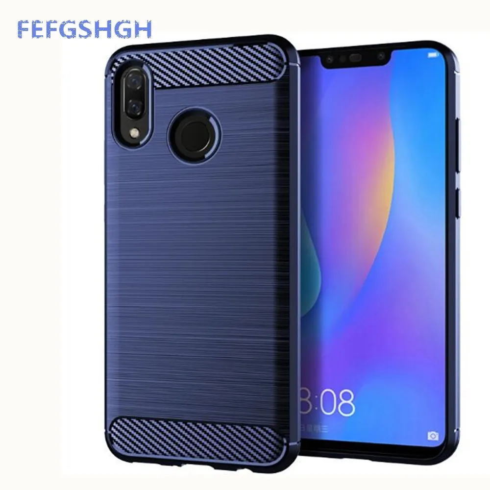 Чехол из углеродного волокна для Huawei Y9 2019 JKM-LX3 JKM-LX1 резиновый силиконовый чехол