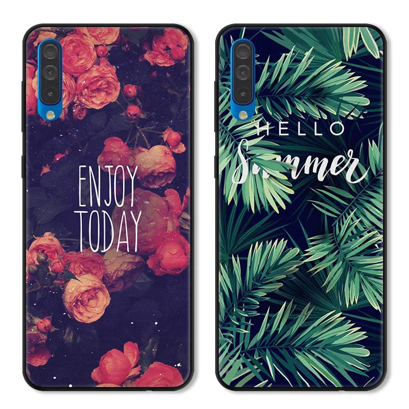 6.4'' Coque For Samsung A50 Case Print Black Soft silicone Back Case for Samsung Galaxy A50 Phone Cover A505 A505F SM-A505F A 50