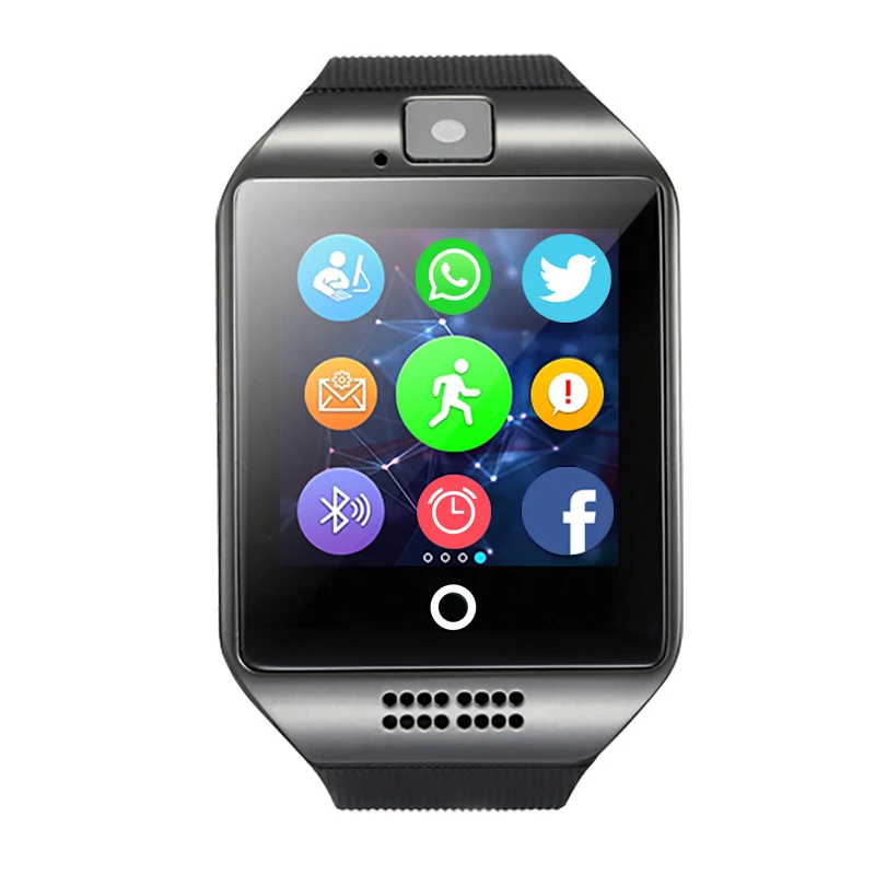 Maxinrytec Q18 Смарт-часы для мужчин и женщин для Android IOS поддержка сим-карта tf Bluetooth Smartwatch HD наручные часы с сенсорным экраном PK DZ09 - Цвет: Черный