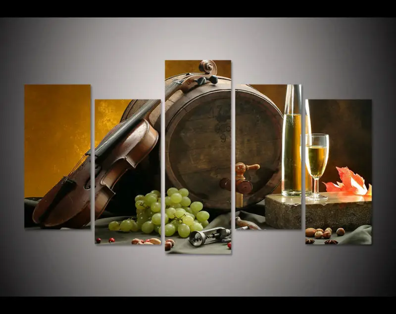 

5 Piece/set Canvas Art Grapes Beer Bottles Green Wine Champagne Canvas Painting Decoration For Home Wall Art Prints Canvas\C-165
