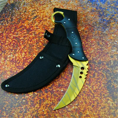 Cs go 420C сталь karambit cs go тактический нож ABS Ручка счетчик удара нож-мачете выживания охотничий нож с зажимом для ремня - Цвет: 2