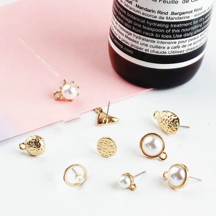 

Ritoule Ritoule DIY alloy jewelry accessories simple pearl triangle hanging clover anti allergy earrings earrings materials