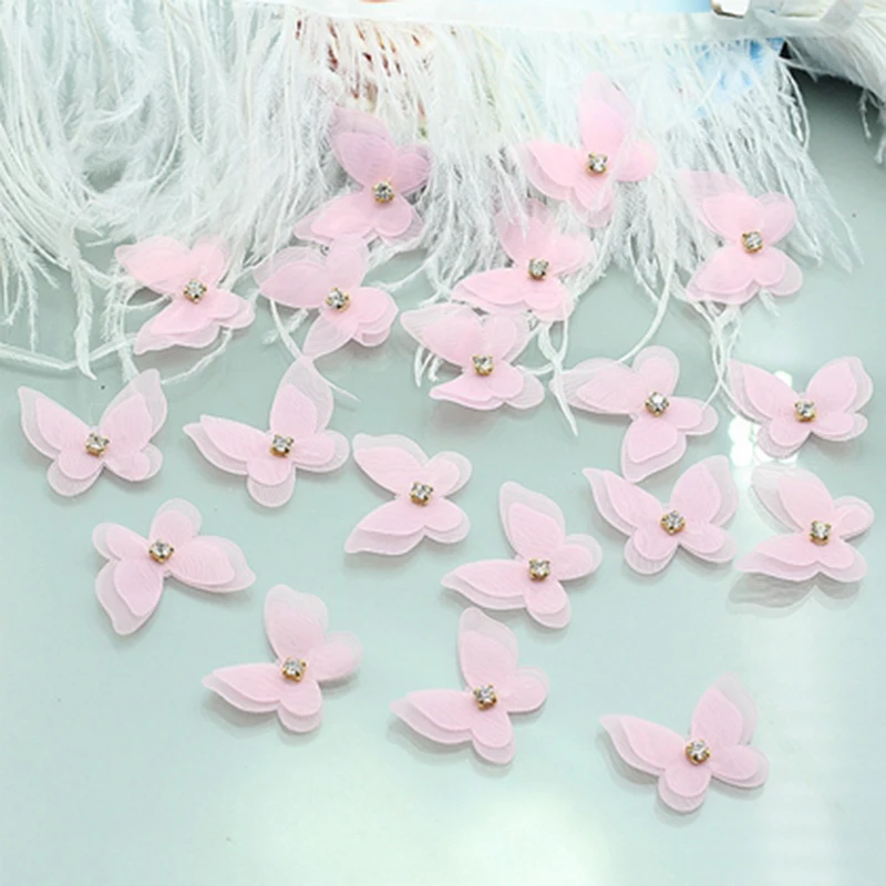 

10Pcs/Lot Patches Craft Supplies Flower Pearl Stereo Butterfly Wedding Dress DIY Lace Trim Bride Clothes Headwear Decorat