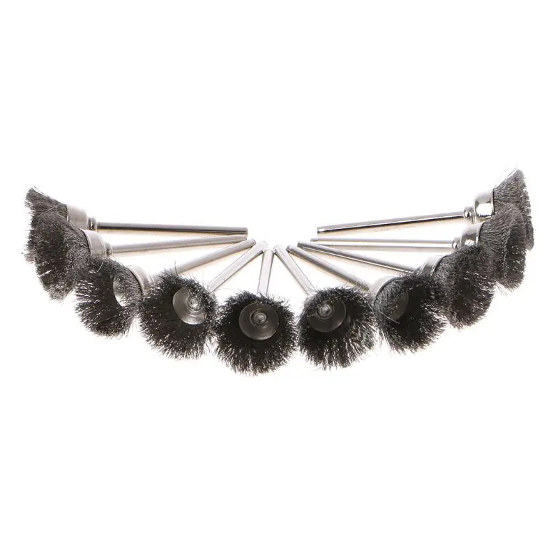 

10pcs Cup Shape Steel Wire Wheel Brushes for Dremel Electric Tool Rust Cleaning Rotary Tool for The Engraver Abrasive Materials