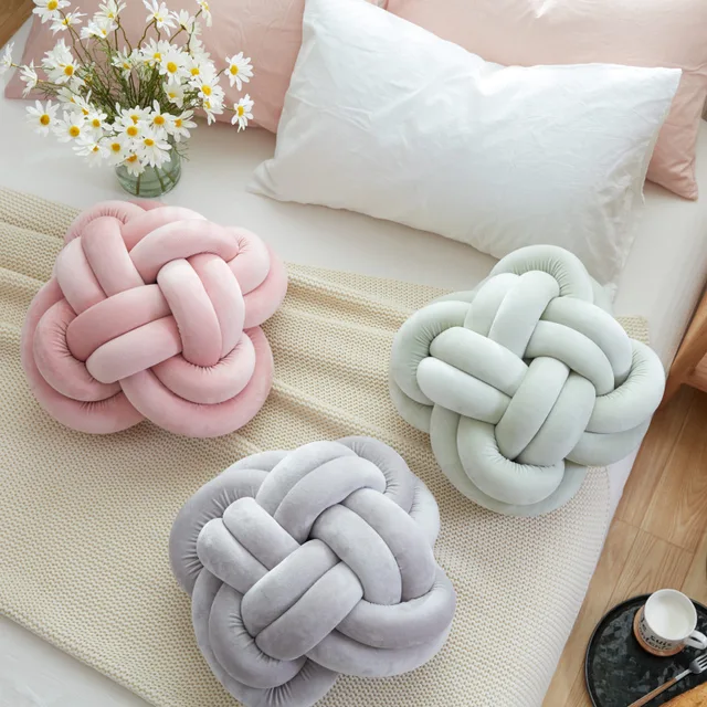 Aliexpress Europe Innovative Handmade Knotted Knot Ball Europe Innovative Handmade Knotted Knot Ball Home Baby Sweet Pillow Sofa Cushion Simple Car Decorative Pillows