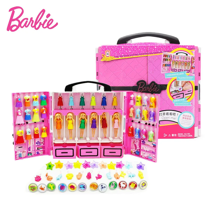 

Original Barbie Doll Mini Barbie Closet Birthday Series Barbie Doll with Clothes Accessories 6pcs Dolls Playset Toys for Girls