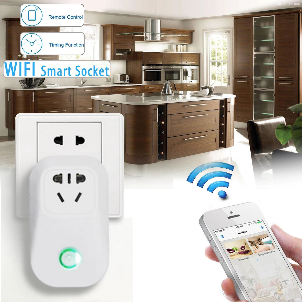 Smart Remote Control WIFI 10A 2200W Socket US/UK/EU/AU Plugs Adapter