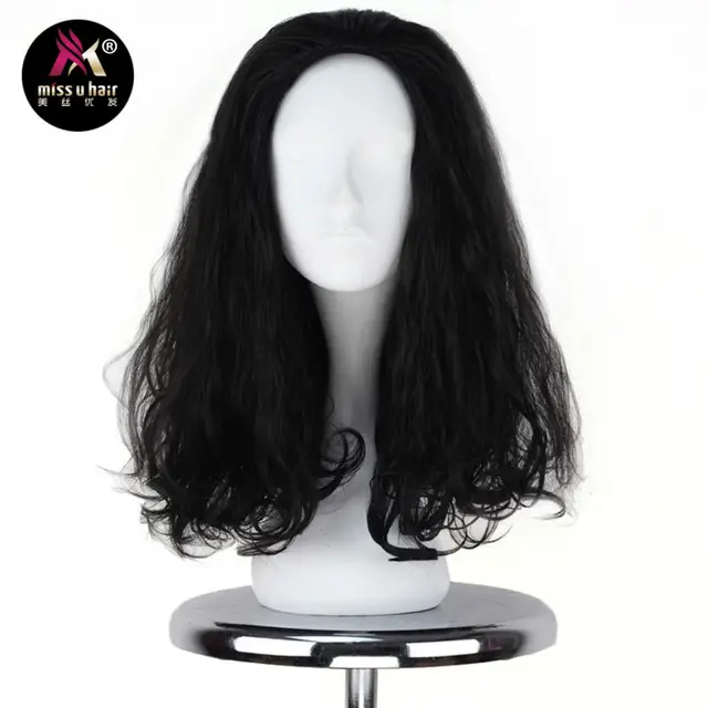 Miss U Hair Medium Long Wavy Curl Natural Black Color Cosplay