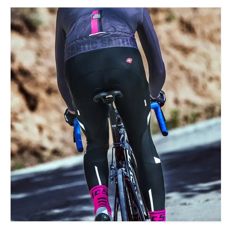 Мужские велосипедные брюки Santic, лето-осень, 4D мягкие велосипедные колготки для горной дороги, MTB, велосипедные брюки, Светоотражающие Брюки, Ciclismo
